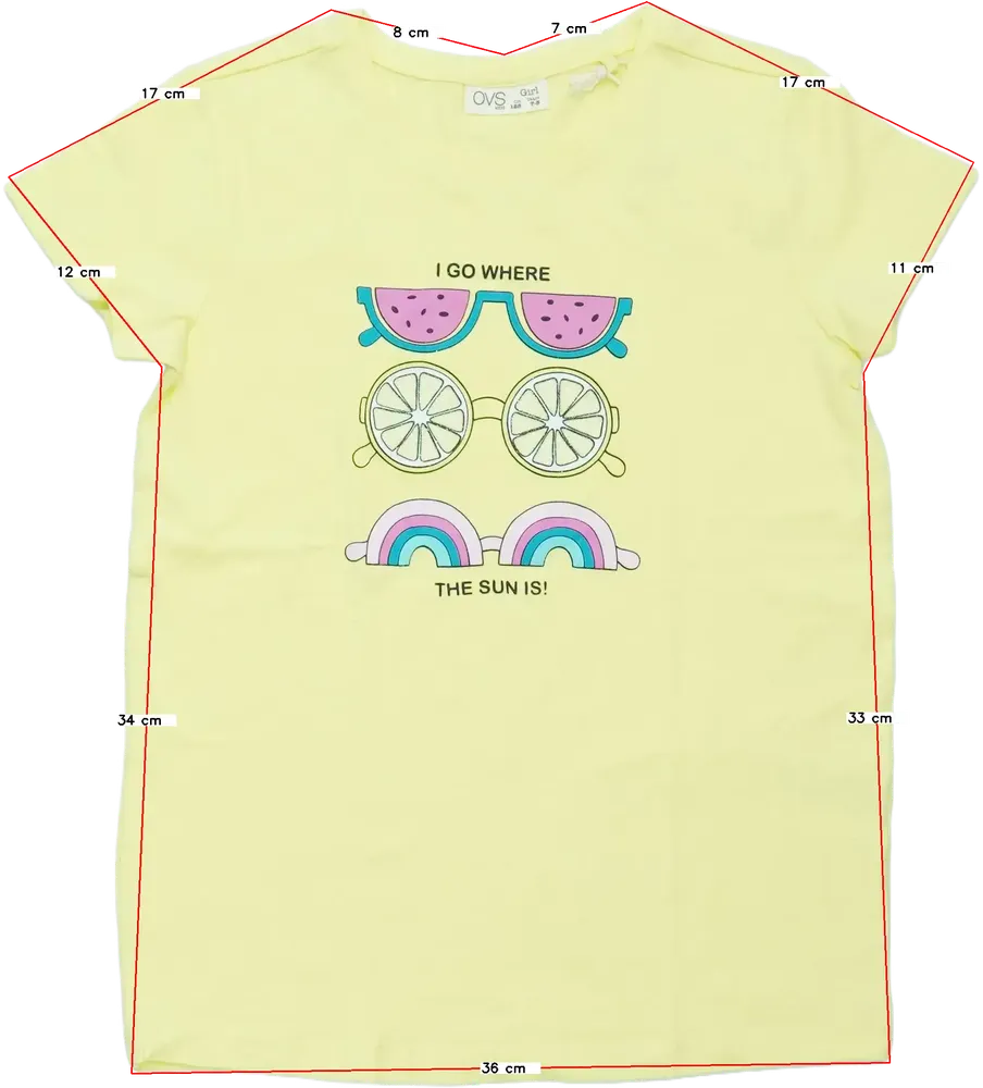 Sárga OVS Póló EU 128 / UK 8 év / US 8 év/M