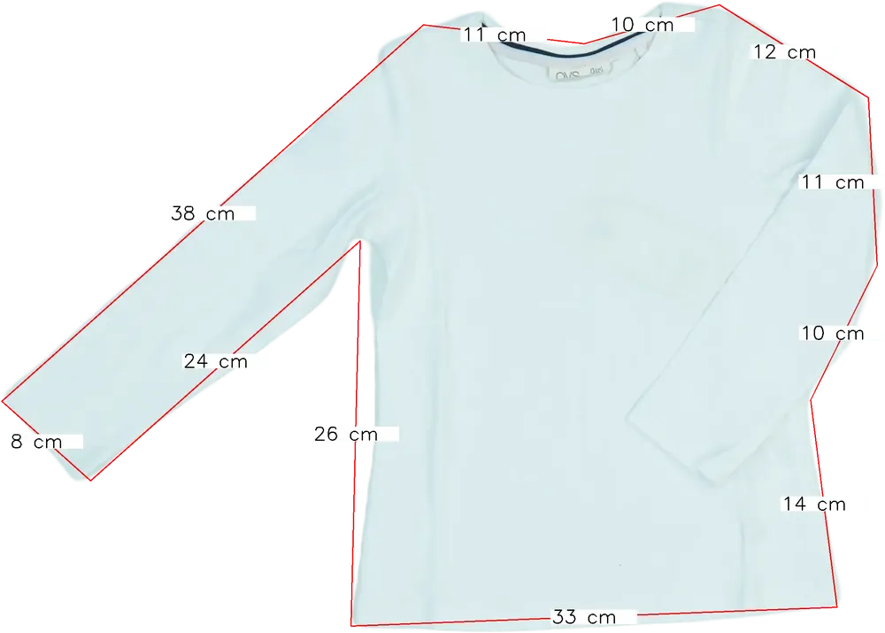 Fehér OVS Hosszú ujjú felső EU 122 / UK 7 év / US 7 év/M