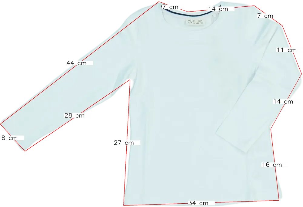 Fehér OVS Hosszú ujjú felső EU 110 / UK 5 év / US 5 év/XS