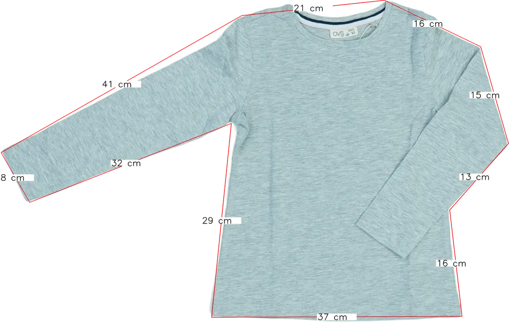 Szürke OVS Hosszú ujjú felső EU 122 / UK 7 év / US 7 év/M