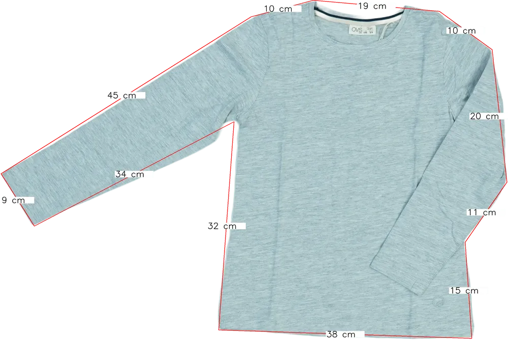 Szürke OVS Hosszú ujjú felső EU 134 / UK 9 év / US 9 év/L