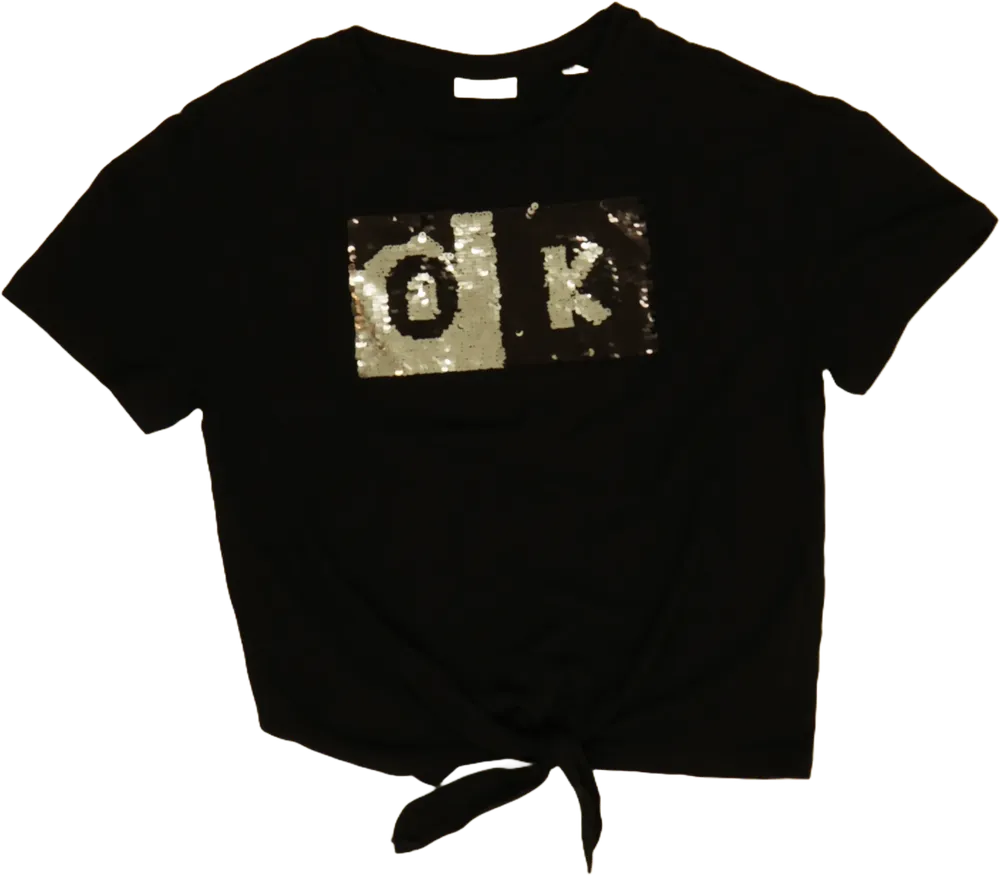 Fekete OVS Póló EU 164 / UK 14 év / US 14 év/XL