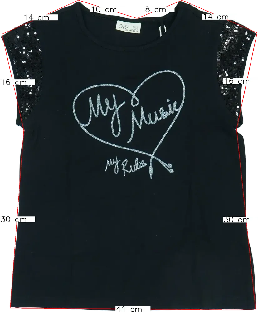 Fekete OVS Póló EU 152 / UK 12 év / US 12 év/L