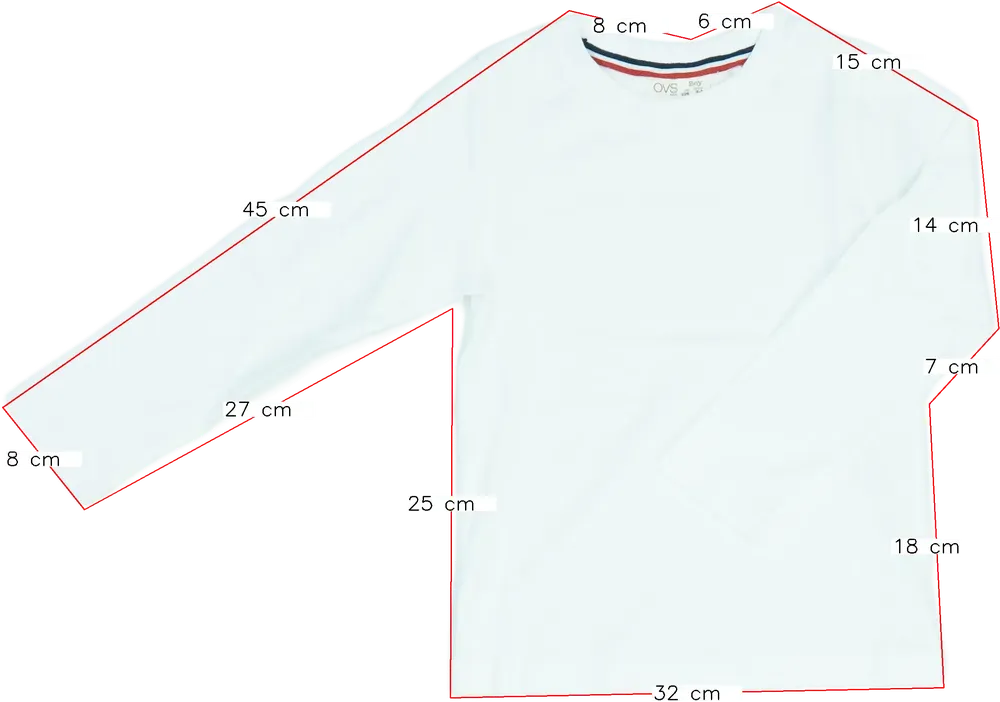 Fehér OVS Hosszú ujjú felső EU 104 / UK 4 év / US 4T/XS