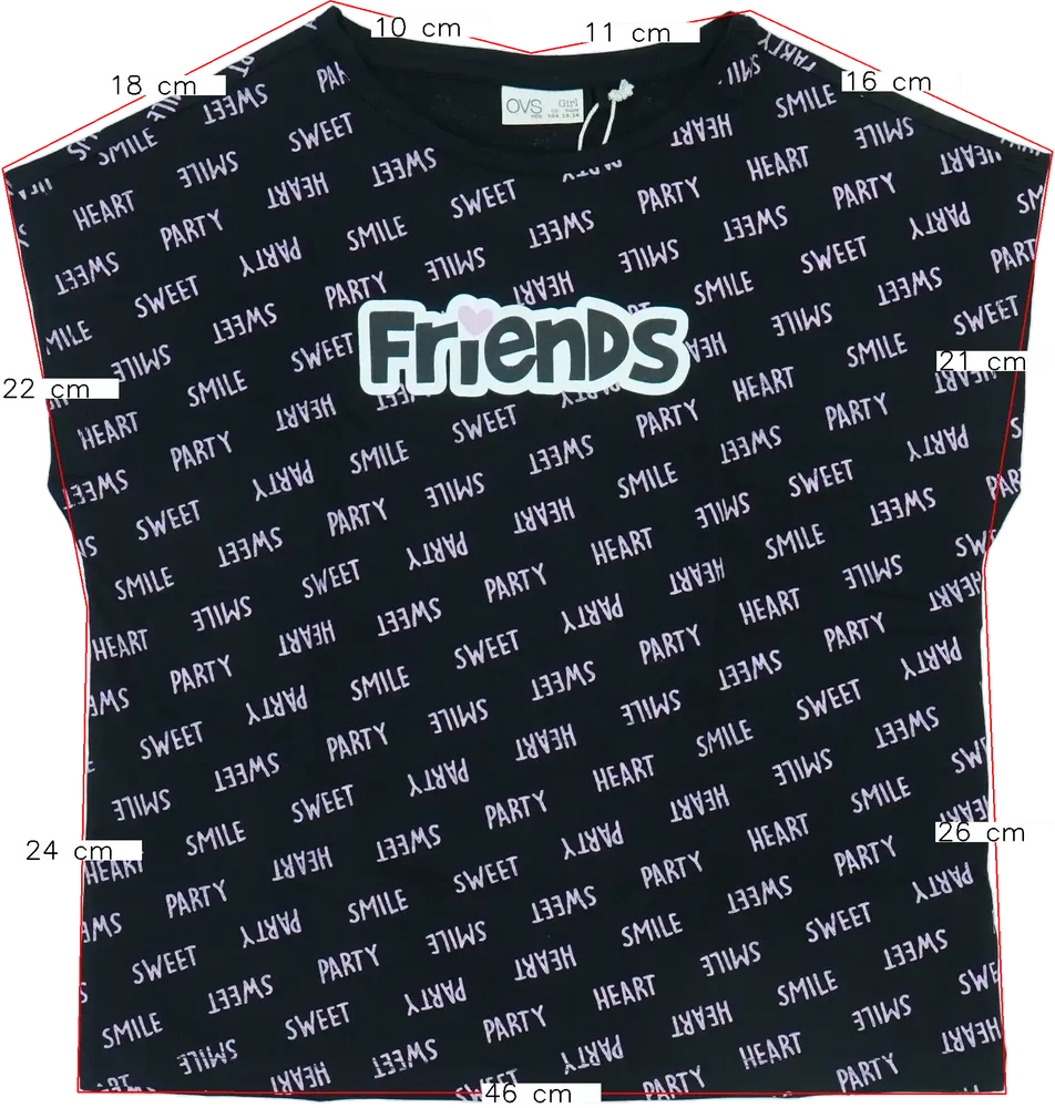 Fekete OVS Póló EU 164 / UK 14 év / US 14 év/XL