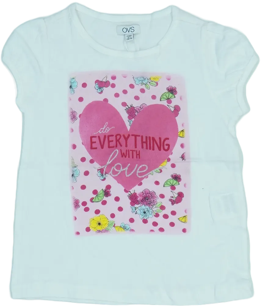 Fehér OVS Póló EU 110 / UK 5 év / US 5 év/XS