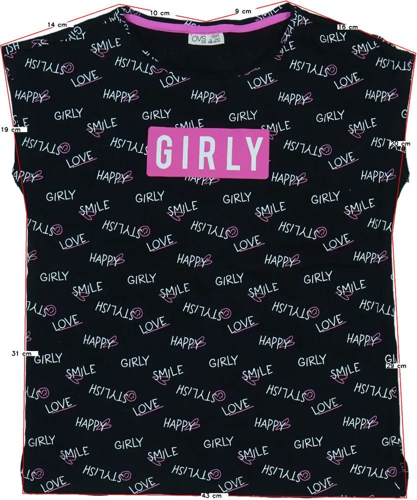 Fekete OVS Póló EU 146 / UK 11 év / US 12 év/L