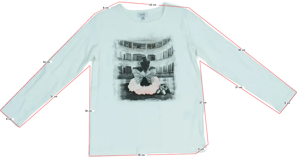 Fehér OVS Hosszú ujjú felső EU 128 / UK 8 év / US 8 év/M