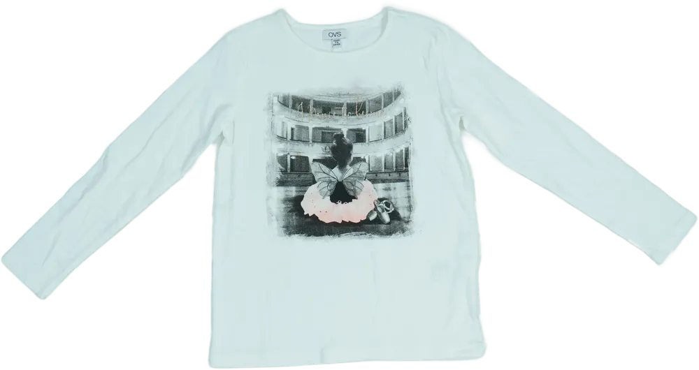 Fehér OVS Hosszú ujjú felső EU 128 / UK 8 év / US 8 év/M