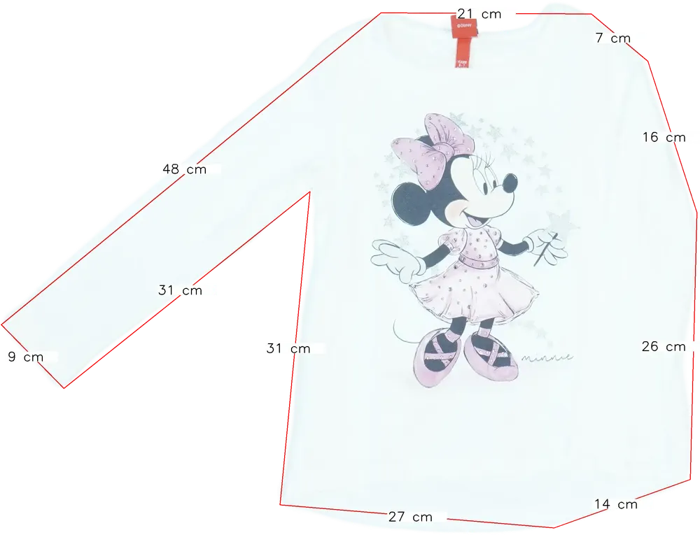 Fehér Disney Hosszú ujjú felső EU 122 / UK 7 év / US 7 év/M