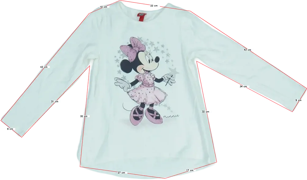 Fehér Disney Hosszú ujjú felső EU 128 / UK 8 év / US 8 év/M