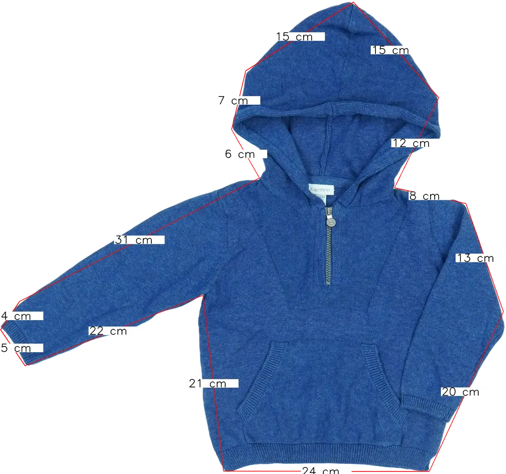 Kék OVS - Fagottino Kapucnis pulóver EU 86 / UK 12-18 hónap / US 18 hónap