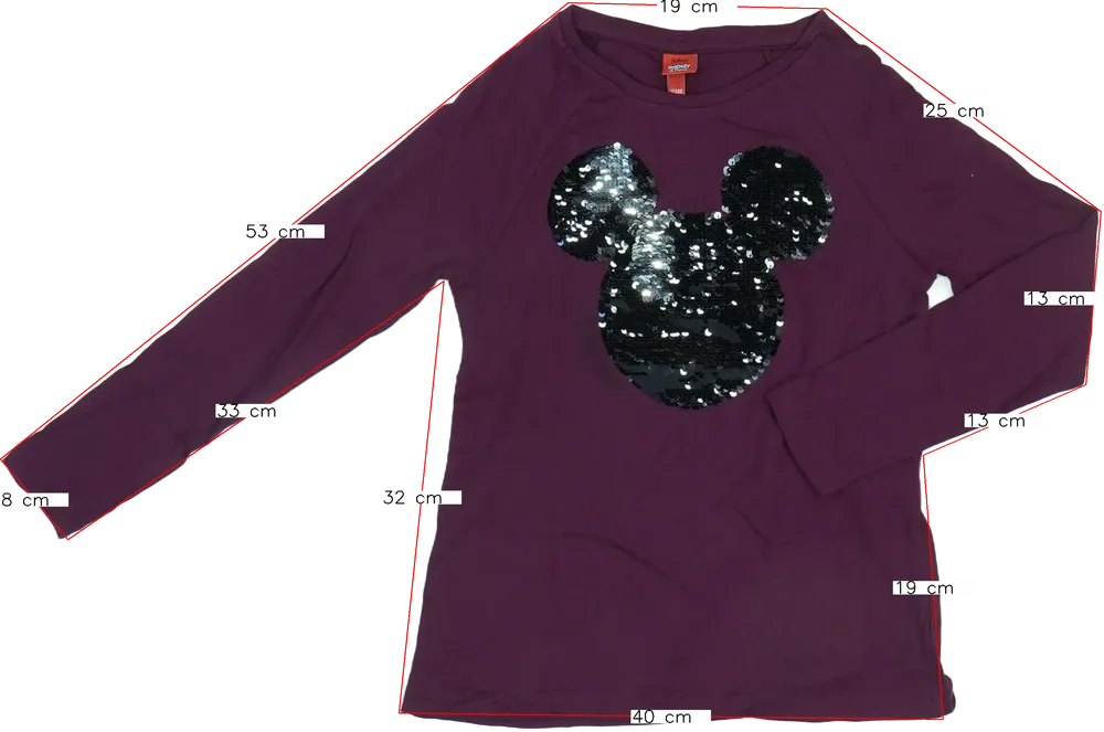 Bordó Disney Hosszú ujjú felső EU 140 / UK 10 év / US 10 év/L