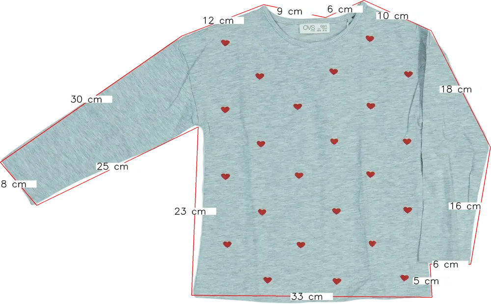 Szürke OVS Hosszú ujjú felső EU 104 / UK 4 év / US 4T/XS