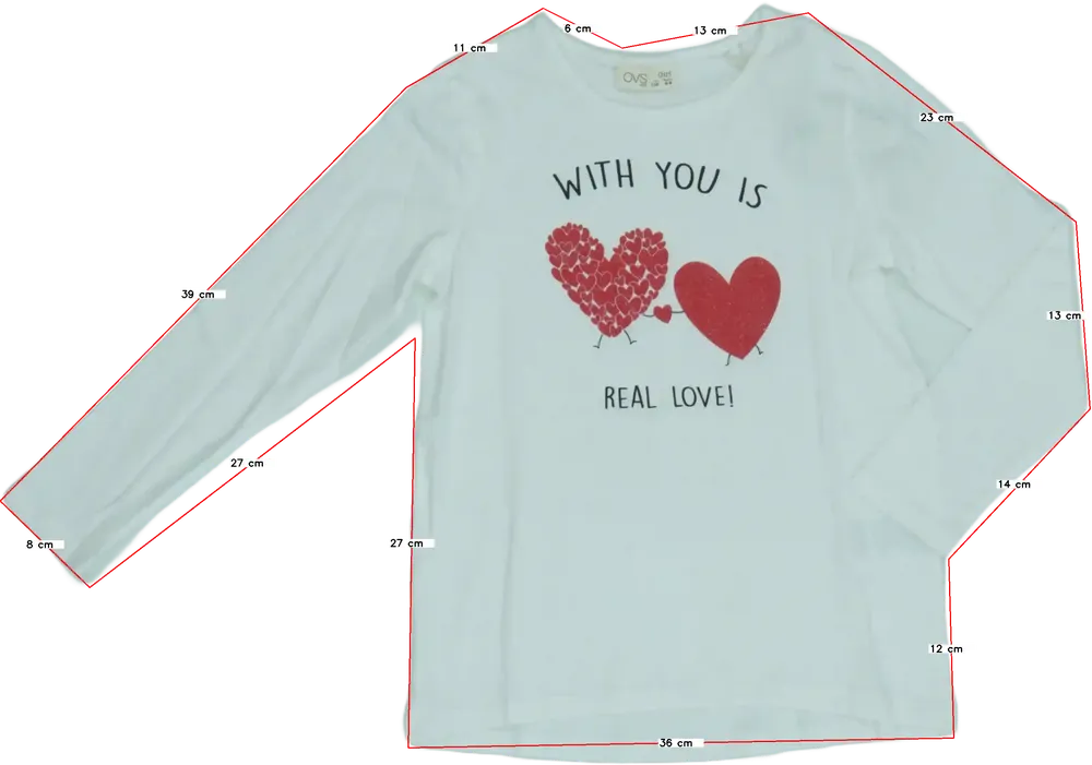 Fehér OVS Hosszú ujjú felső EU 116 / UK 6 év / US 6 év/S