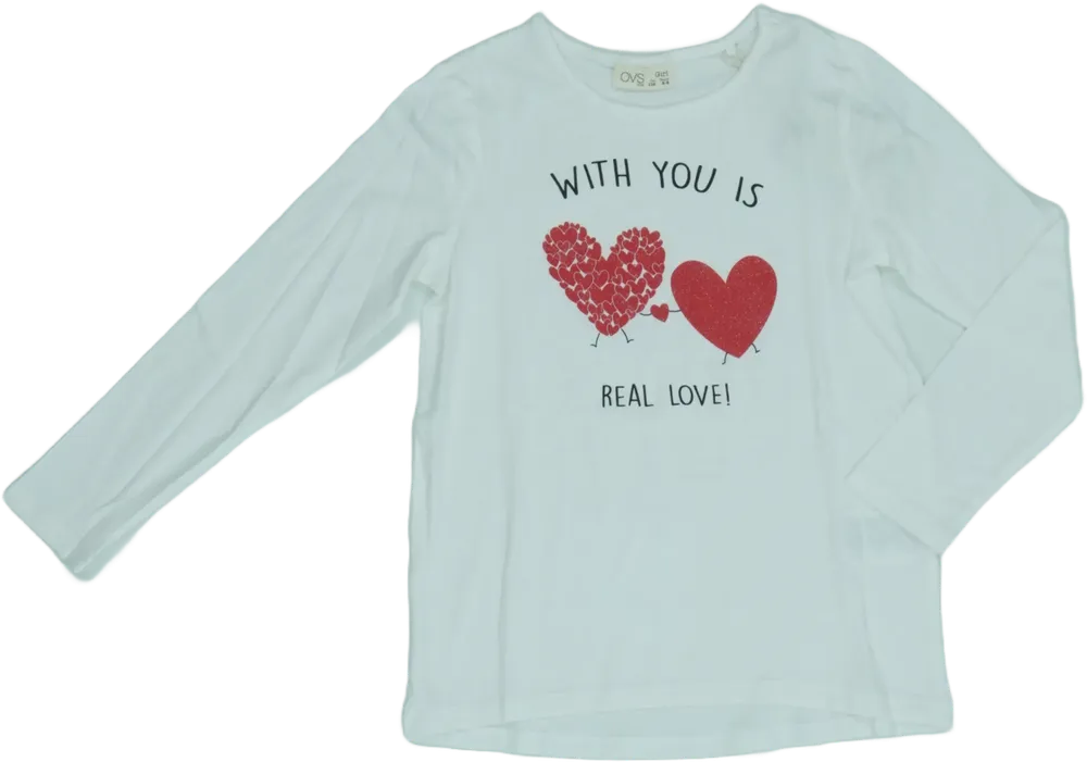 Fehér OVS Hosszú ujjú felső EU 116 / UK 6 év / US 6 év/S