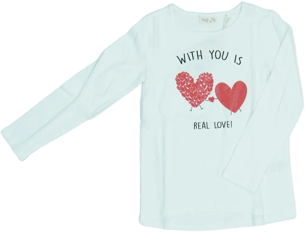 Fehér OVS Hosszú ujjú felső EU 122 / UK 7 év / US 7 év/M