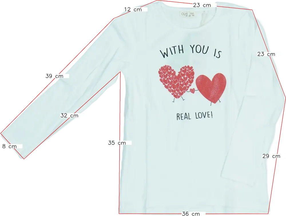 Fehér OVS Hosszú ujjú felső EU 128 / UK 8 év / US 8 év/M