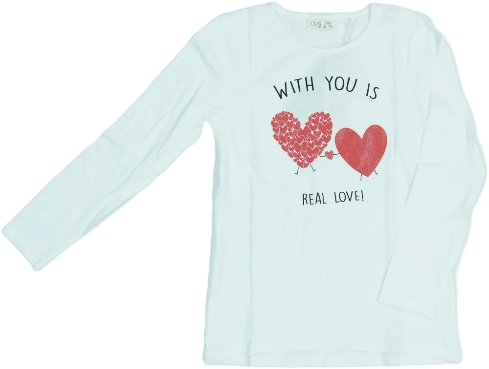 Fehér OVS Hosszú ujjú felső EU 128 / UK 8 év / US 8 év/M