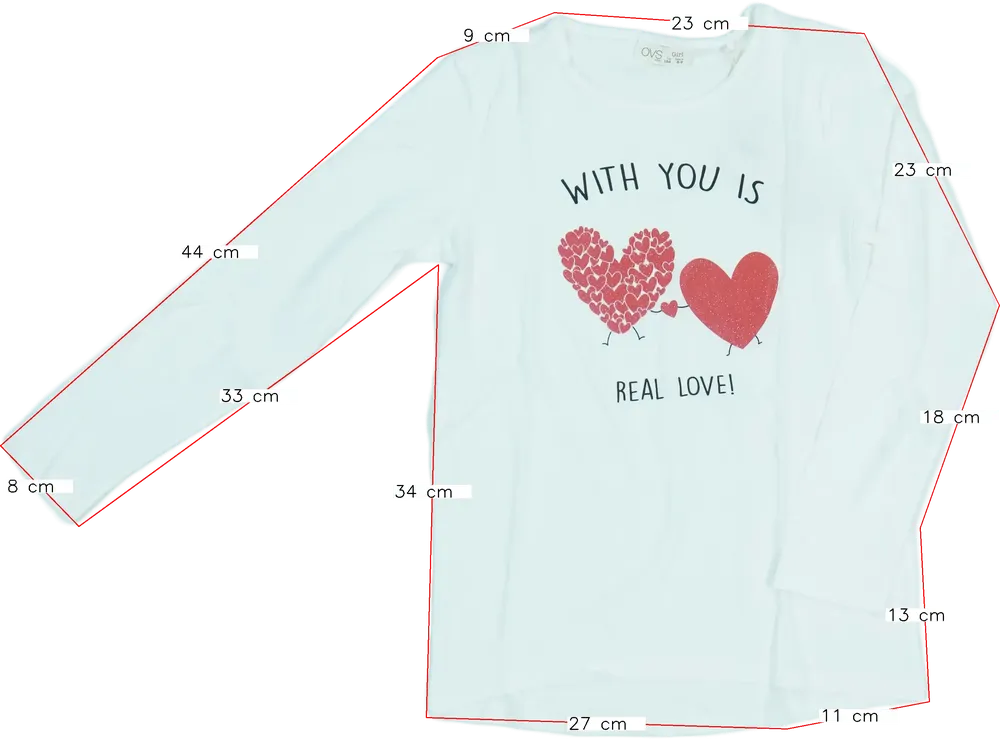 Fehér OVS Hosszú ujjú felső EU 134 / UK 9 év / US 9 év/L