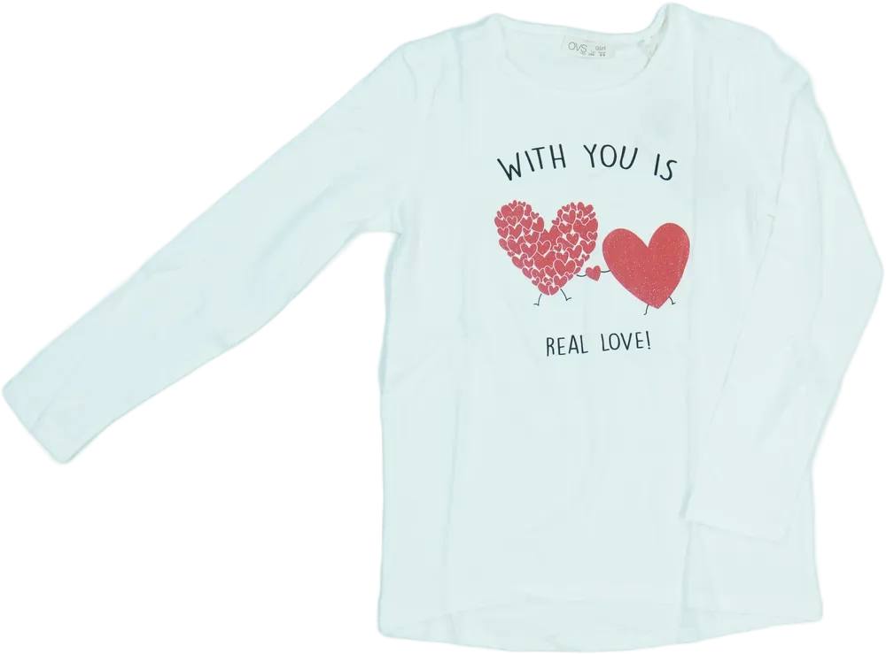 Fehér OVS Hosszú ujjú felső EU 134 / UK 9 év / US 9 év/L