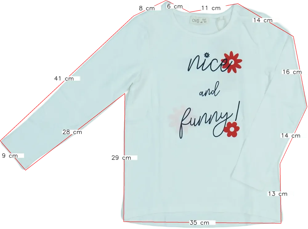 Fehér OVS Hosszú ujjú felső EU 122 / UK 7 év / US 7 év/M