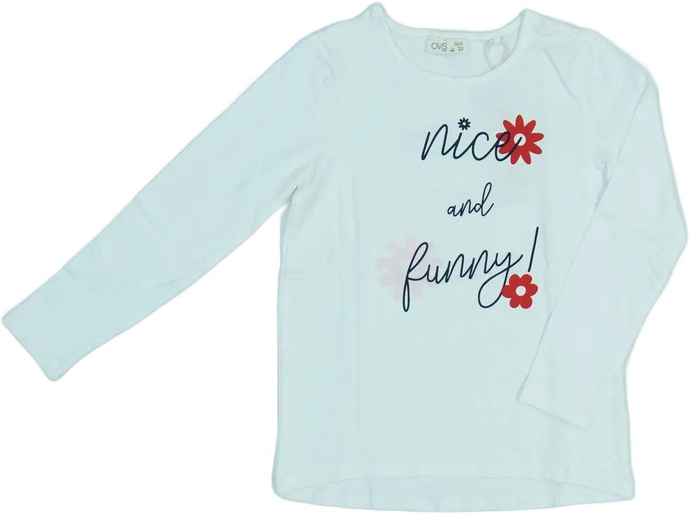 Fehér OVS Hosszú ujjú felső EU 122 / UK 7 év / US 7 év/M