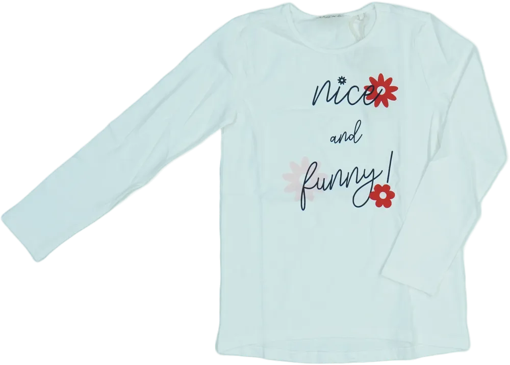 Fehér OVS Hosszú ujjú felső EU 128 / UK 8 év / US 8 év/M