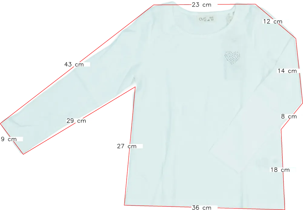 Fehér OVS Hosszú ujjú felső EU 122 / UK 7 év / US 7 év/M