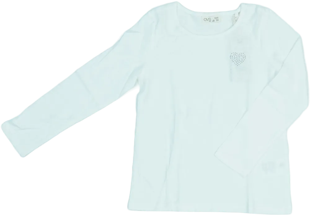 Fehér OVS Hosszú ujjú felső EU 122 / UK 7 év / US 7 év/M