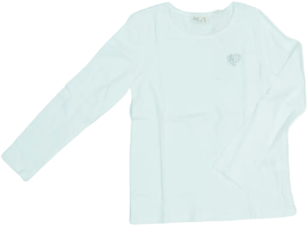 Fehér OVS Hosszú ujjú felső EU 134 / UK 9 év / US 9 év/L
