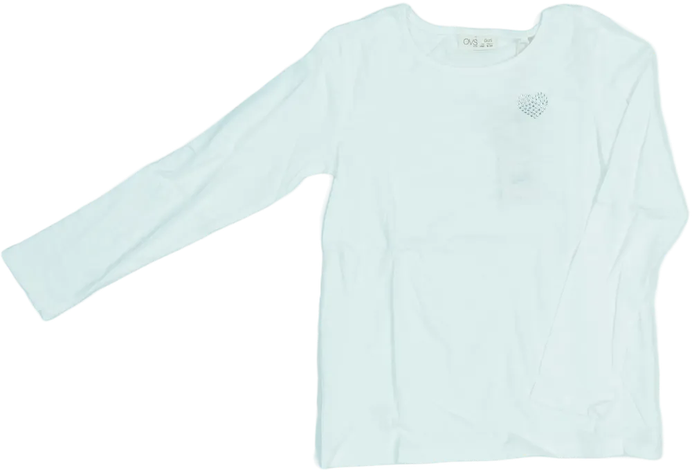 Fehér OVS Hosszú ujjú felső EU 140 / UK 10 év / US 10 év/L