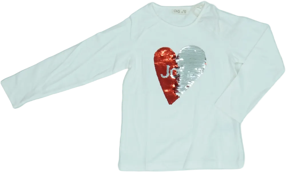 Fehér OVS Hosszú ujjú felső EU 116 / UK 6 év / US 6 év/S