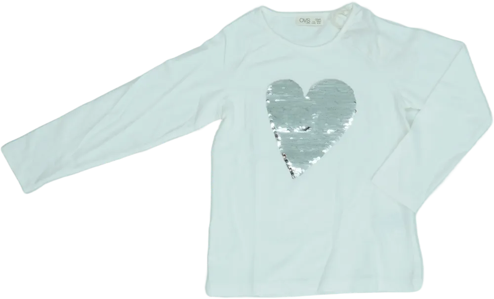 Fehér OVS Hosszú ujjú felső EU 116 / UK 6 év / US 6 év/S