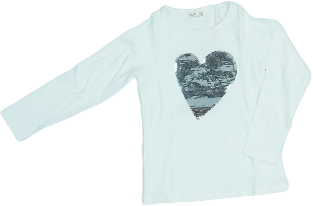 Fehér OVS Hosszú ujjú felső EU 110 / UK 5 év / US 5 év/XS