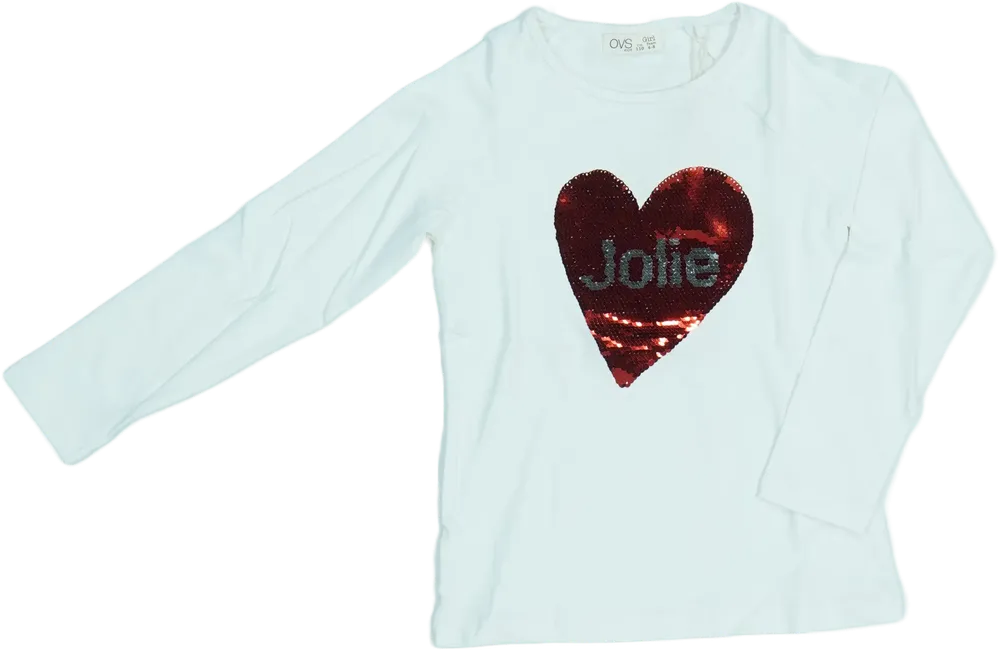 Fehér OVS Hosszú ujjú felső EU 110 / UK 5 év / US 5 év/XS