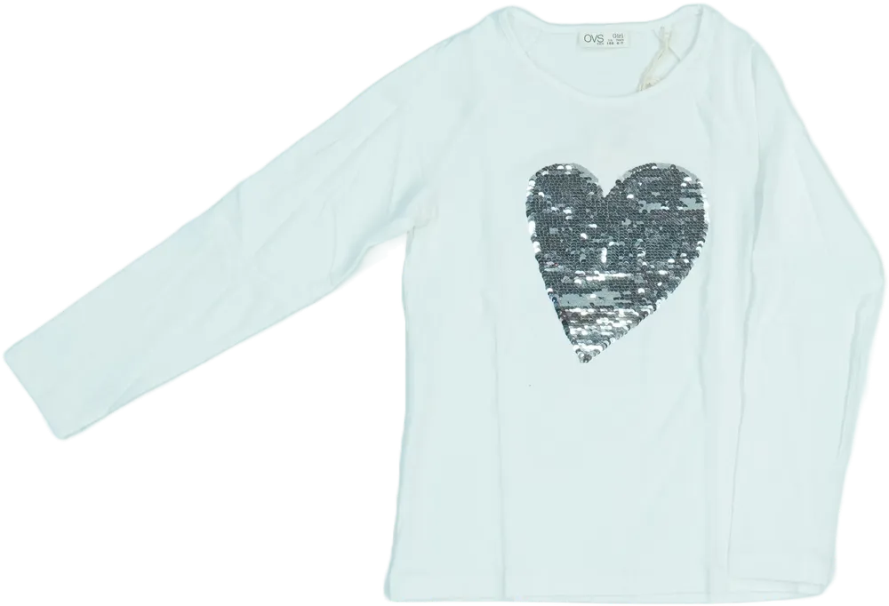 Fehér OVS Hosszú ujjú felső EU 122 / UK 7 év / US 7 év/M