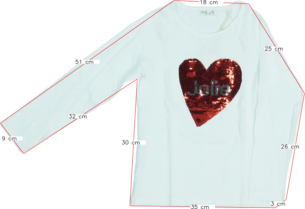 Fehér OVS Hosszú ujjú felső EU 122 / UK 7 év / US 7 év/M