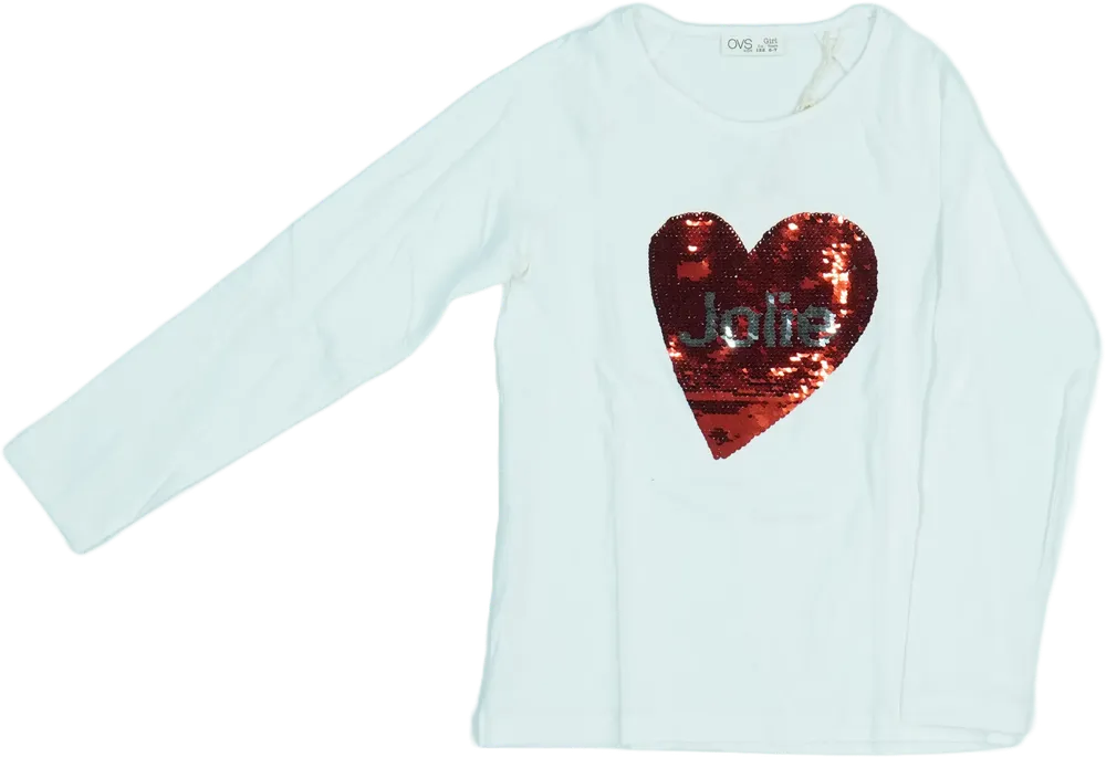 Fehér OVS Hosszú ujjú felső EU 122 / UK 7 év / US 7 év/M