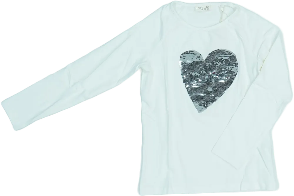 Fehér OVS Hosszú ujjú felső EU 128 / UK 8 év / US 8 év/M