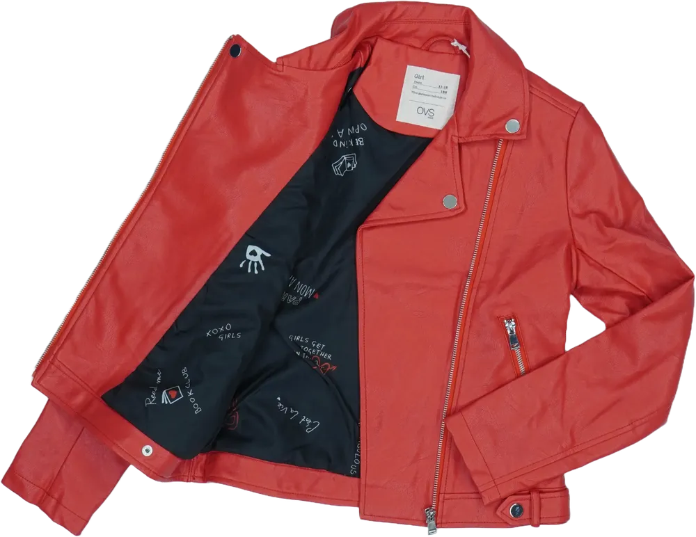 Piros OVS Bőrkabát EU 152 / UK 12 év / US 12 év/L