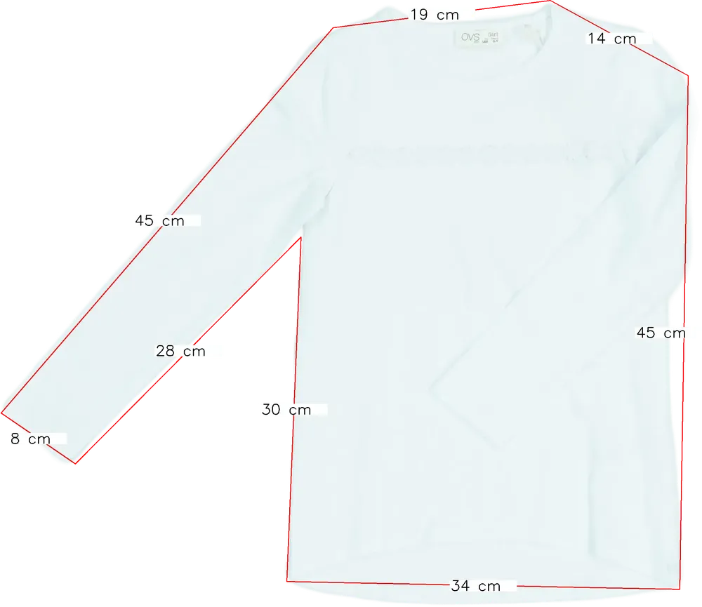 Fehér OVS Hosszú ujjú felső EU 122 / UK 7 év / US 7 év/M