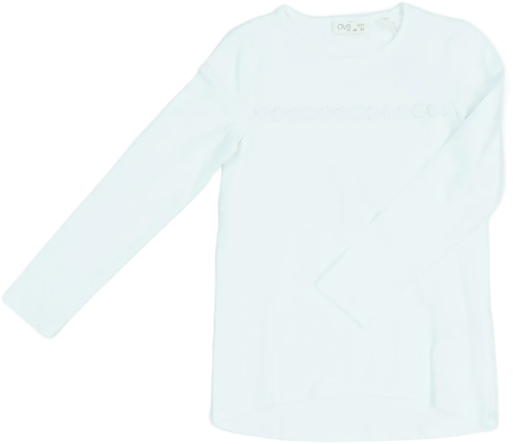 Fehér OVS Hosszú ujjú felső EU 122 / UK 7 év / US 7 év/M