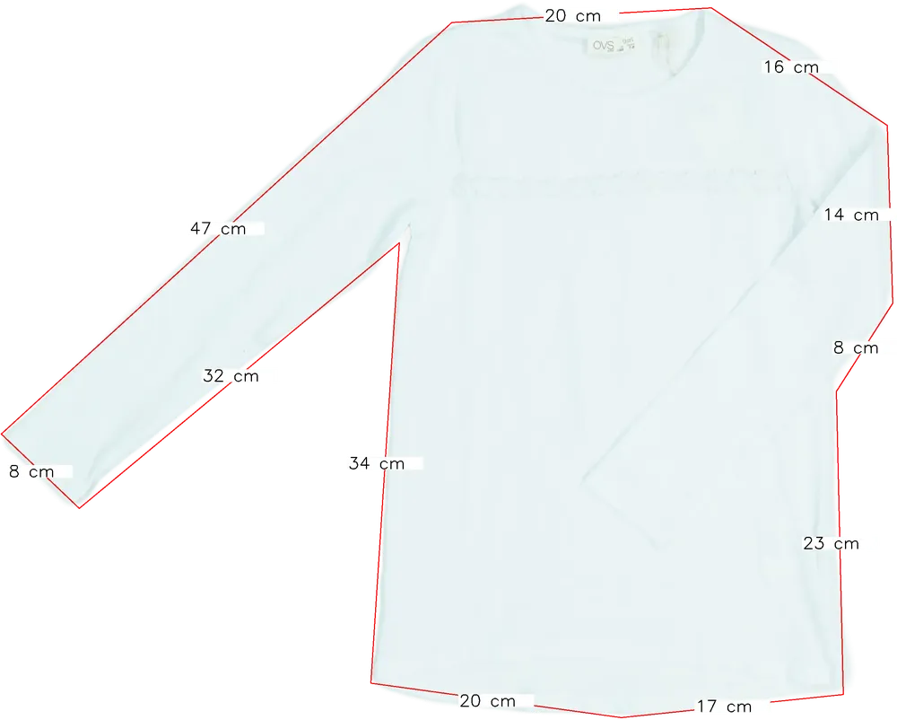 Fehér OVS Hosszú ujjú felső EU 128 / UK 8 év / US 8 év/M