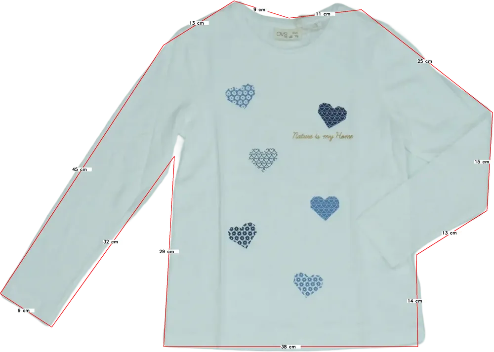 Fehér OVS Hosszú ujjú felső EU 128 / UK 8 év / US 8 év/M