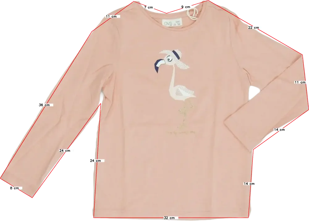 Rózsaszín OVS Hosszú ujjú felső EU 110 / UK 5 év / US 5 év/XS