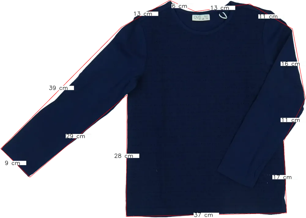 Kék OVS Hosszú ujjú felső EU 128 / UK 8 év / US 8 év/M