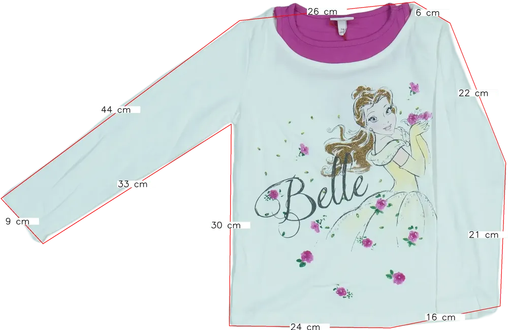 Fehér Disney Hosszú ujjú felső EU 128 / UK 8 év / US 8 év/M