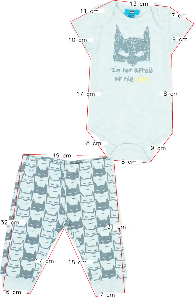 Szürke Batman 2 részes szett - Felsőruházat és nadrág EU 62 / UK 0-3 hónap / US 0-3 hónap