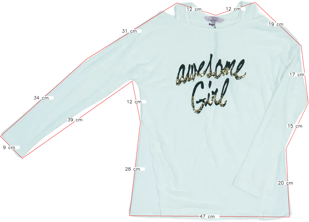 Fehér OVS Hosszú ujjú felső EU 164 / UK 14 év / US 14 év/XL